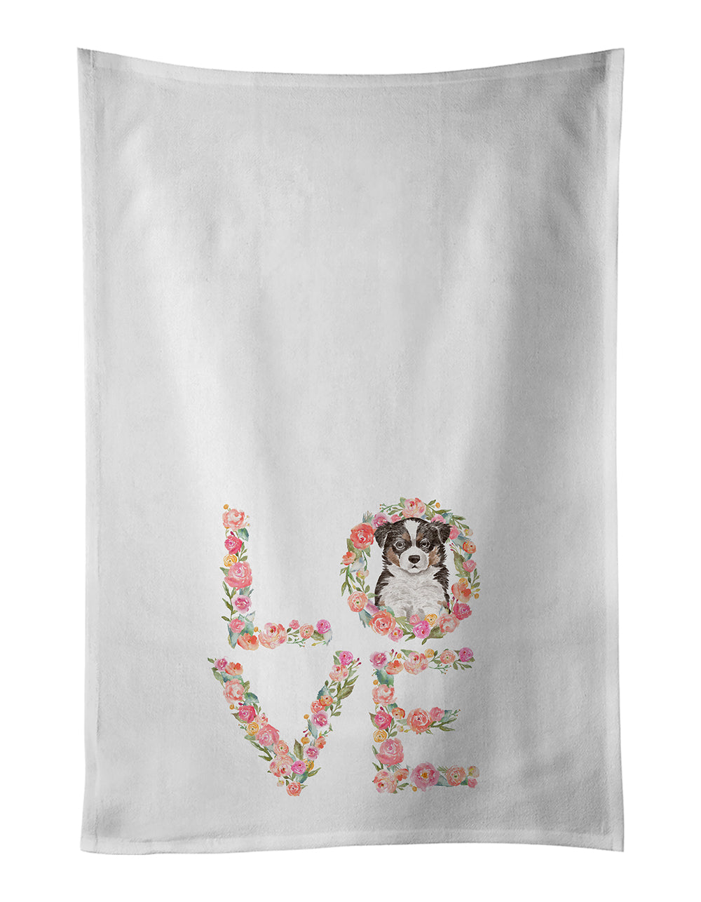 Buy this Tricolor Border Collie Puppy Love Kitchen Towel Set of 2