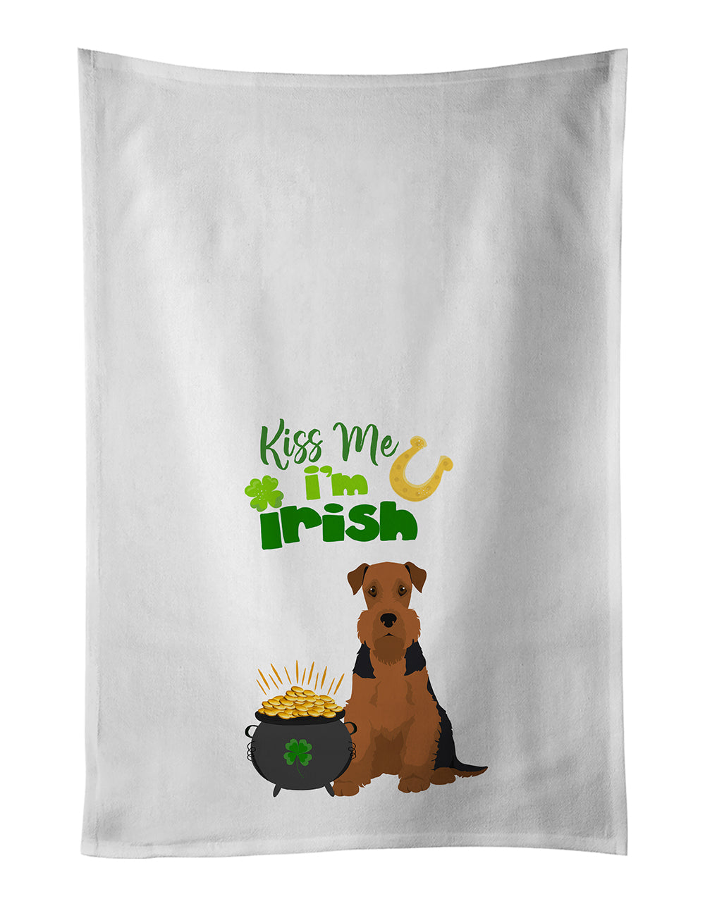 Buy this Black and Tan Airedale Terrier St. Patrick's Day Kitchen Towel Set of 2