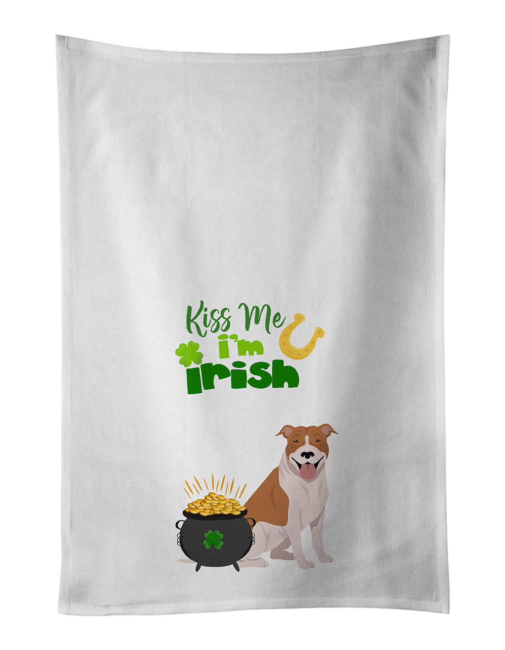 Buy this Red and White Pit Bull Terrier St. Patrick's Day Kitchen Towel Set of 2