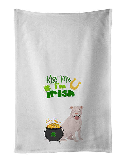 Buy this White Pit Bull Terrier St. Patrick's Day Kitchen Towel Set of 2