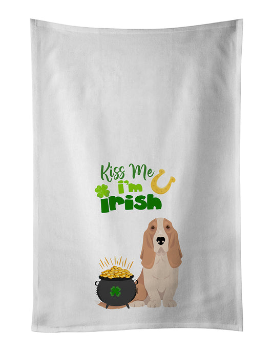 Buy this Lemon and White Tricolor Basset Hound St. Patrick's Day Kitchen Towel Set of 2