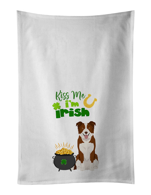 Buy this Red and White Border Collie St. Patrick's Day Kitchen Towel Set of 2