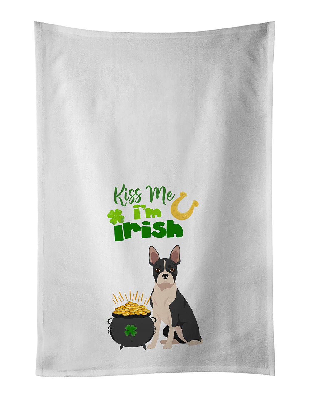 Buy this Black Boston Terrier St. Patrick's Day Kitchen Towel Set of 2