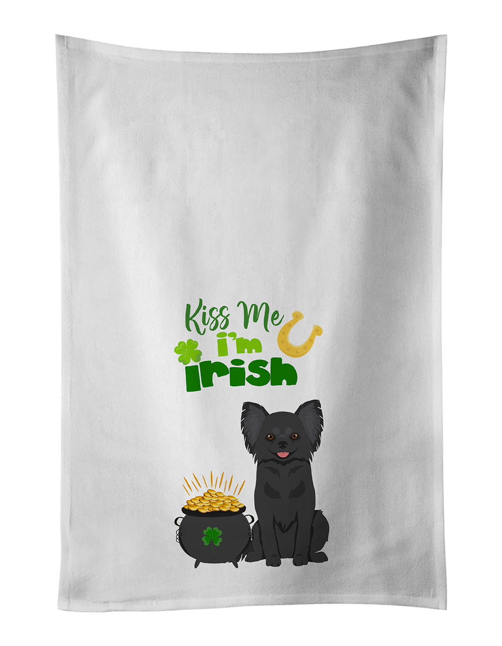 Buy this Longhaired Black Chihuahua St. Patrick's Day Kitchen Towel Set of 2