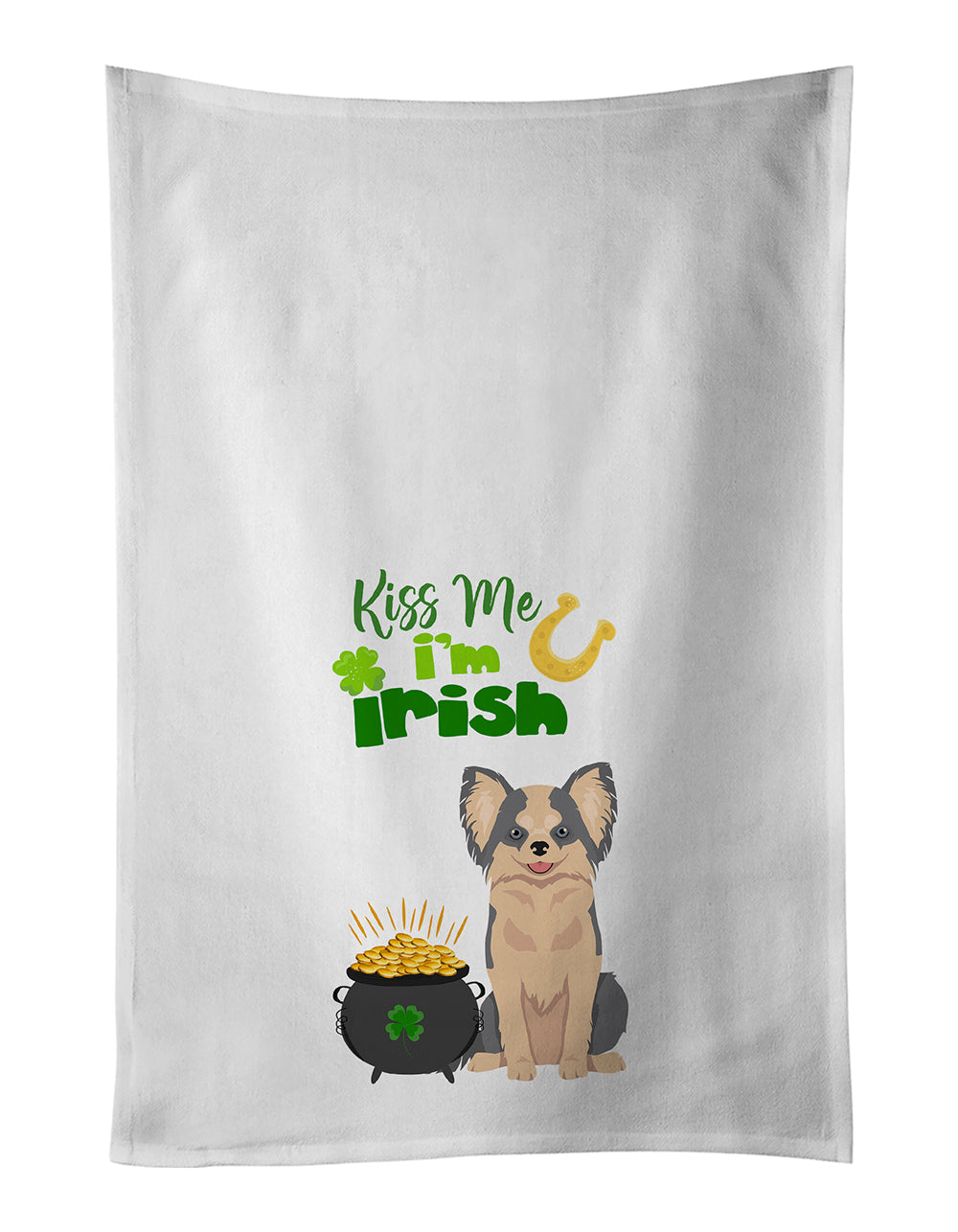 Buy this Longhaired Blue and White Chihuahua St. Patrick's Day Kitchen Towel Set of 2