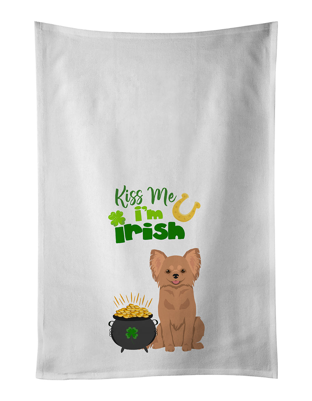 Buy this Longhaired Gold Chihuahua St. Patrick's Day Kitchen Towel Set of 2