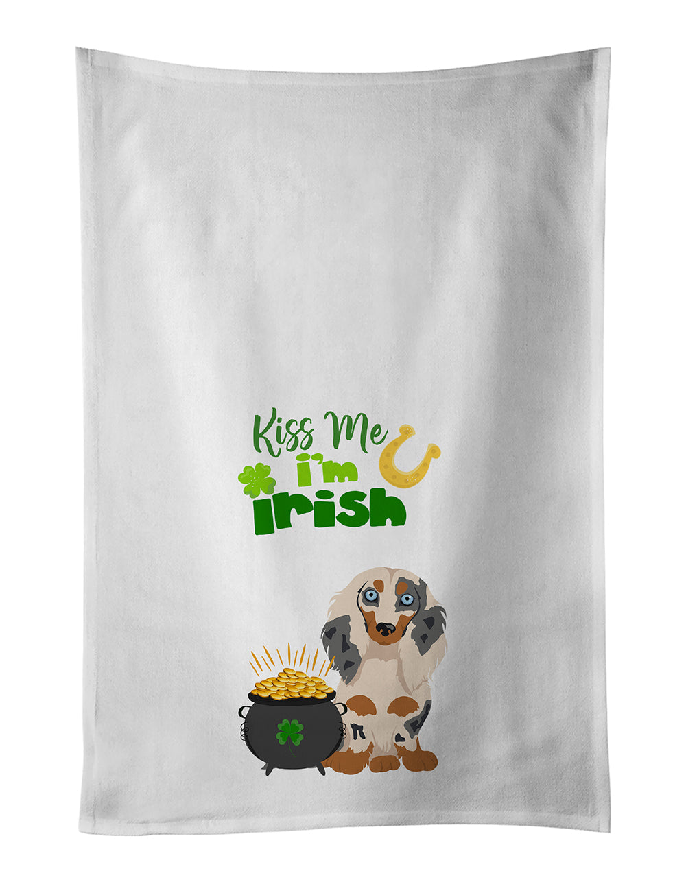 Buy this Longhair Cream Dapple Dachshund St. Patrick's Day Kitchen Towel Set of 2