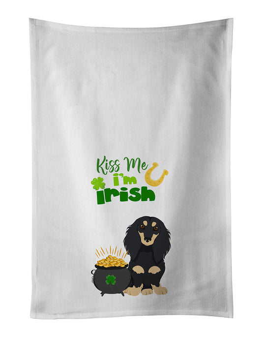 Buy this Longhair Black and Cream Dachshund St. Patrick's Day Kitchen Towel Set of 2