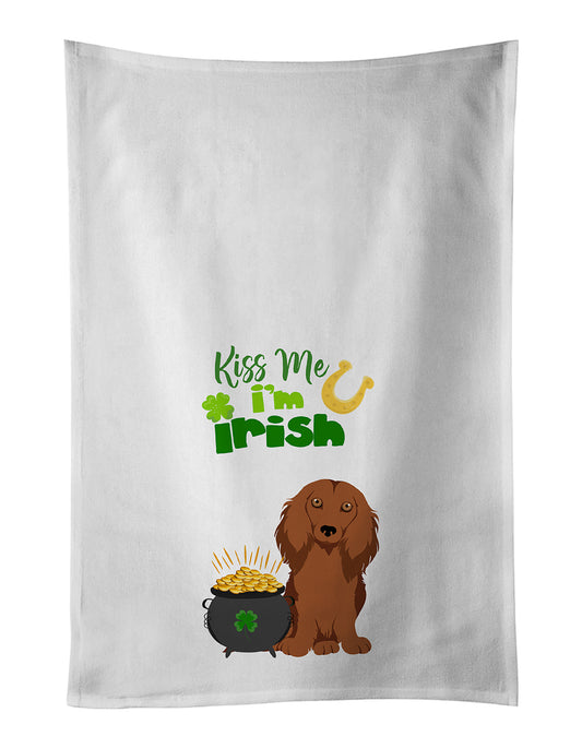 Buy this Longhair Red Dachshund St. Patrick's Day Kitchen Towel Set of 2