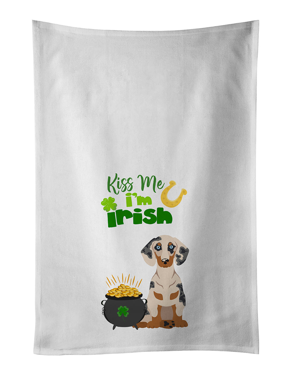 Buy this Cream Dapple Dachshund St. Patrick's Day Kitchen Towel Set of 2