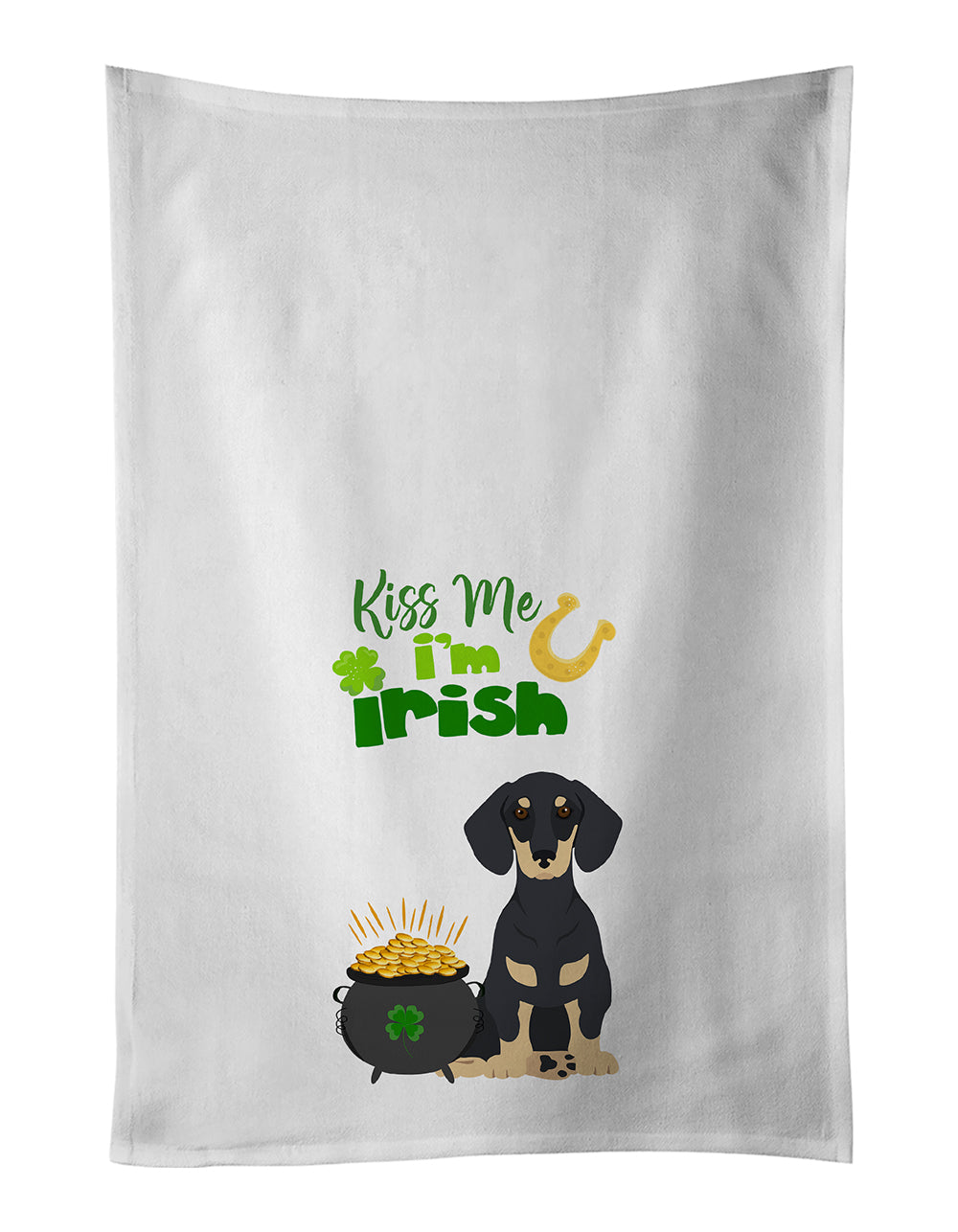 Buy this Black and Cream Dachshund St. Patrick's Day Kitchen Towel Set of 2