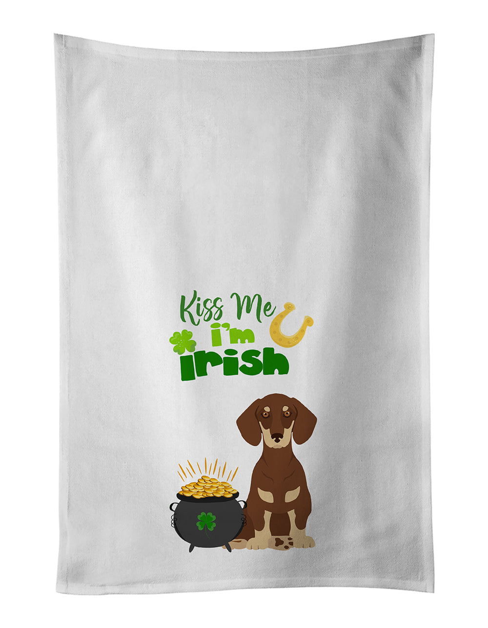 Buy this Chocolate and Cream Dachshund St. Patrick's Day Kitchen Towel Set of 2