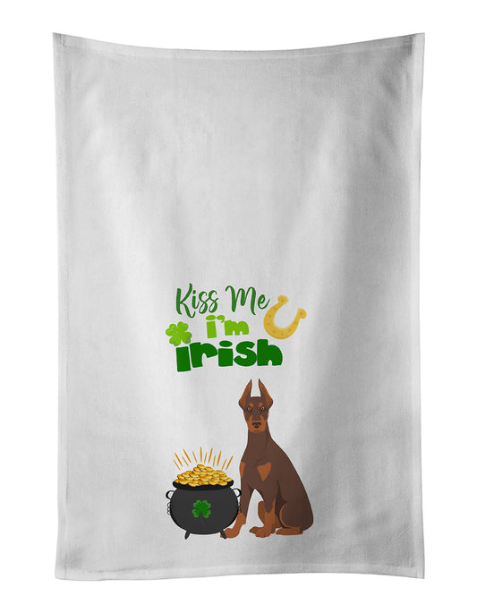 Buy this Red and Tan Doberman Pinscher St. Patrick's Day Kitchen Towel Set of 2