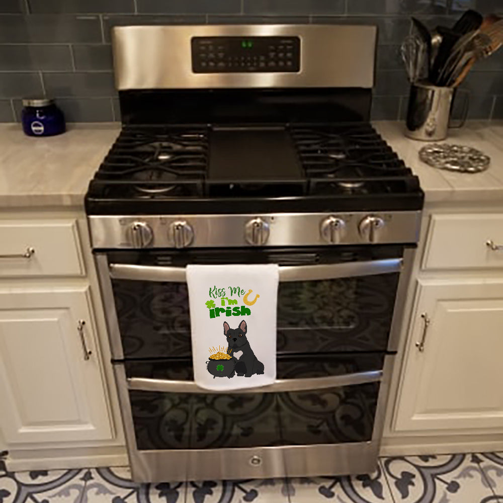 Black French Bulldog St. Patrick's Day Kitchen Towel Set of 2