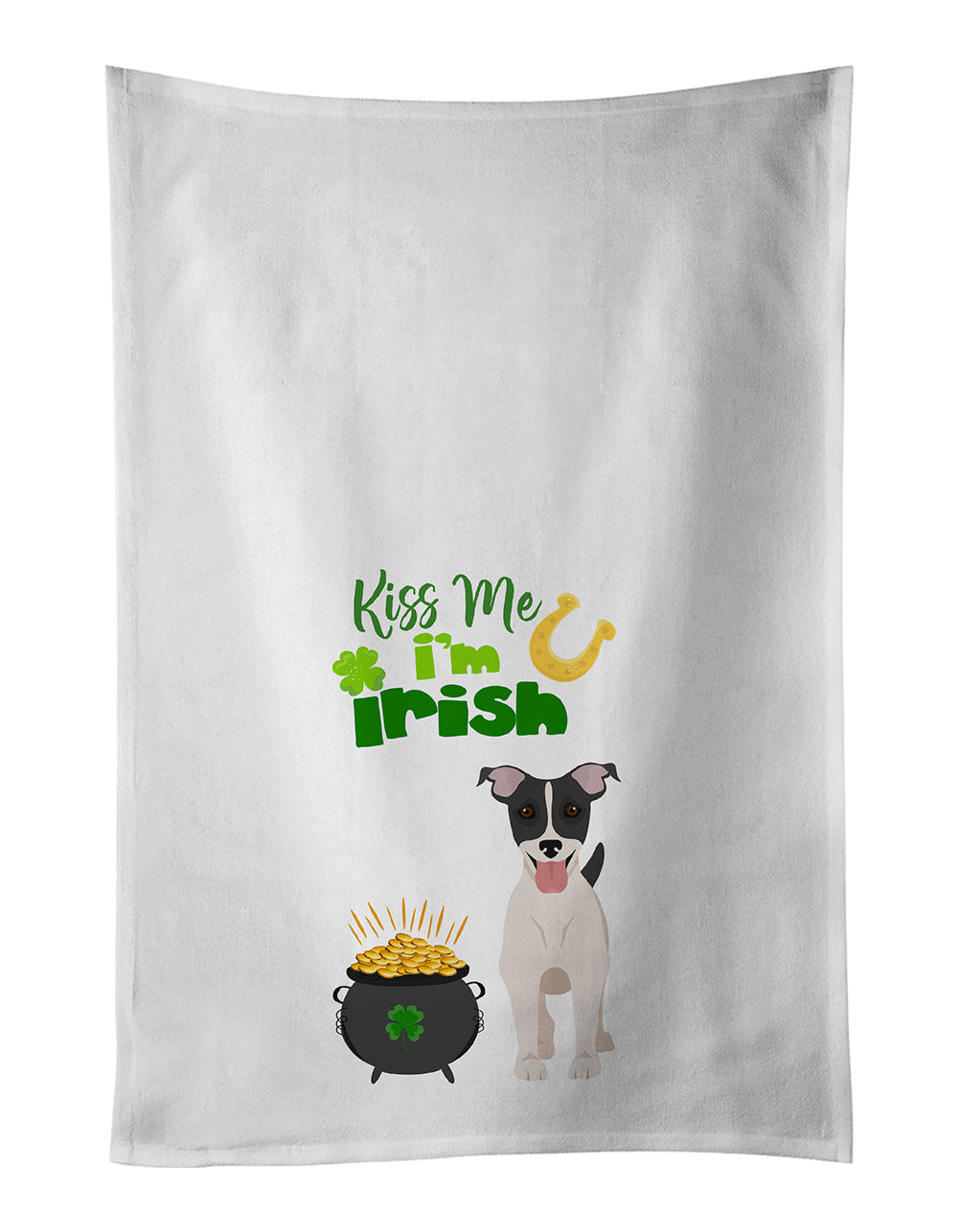 Buy this Black White Smooth Jack Russell Terrier St. Patrick's Day Kitchen Towel Set of 2