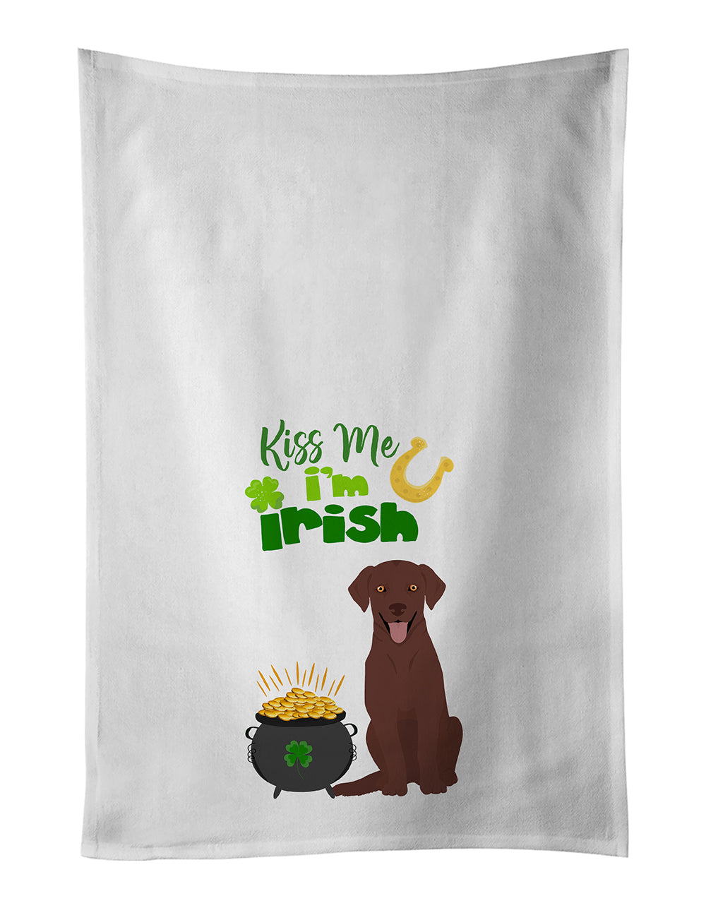 Buy this Chocolate Labrador Retriever St. Patrick's Day Kitchen Towel Set of 2