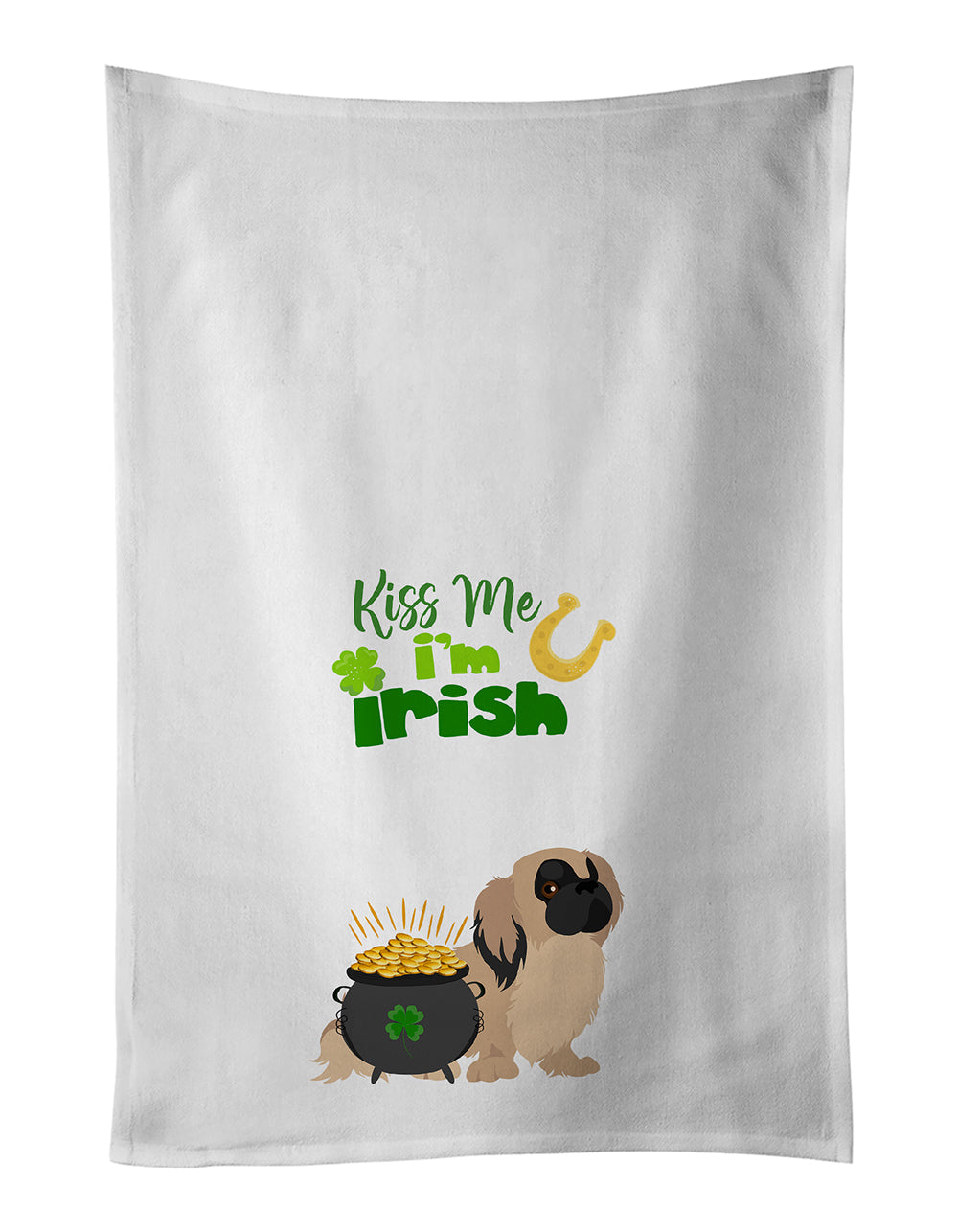 Buy this Cream Pekingese St. Patrick's Day Kitchen Towel Set of 2