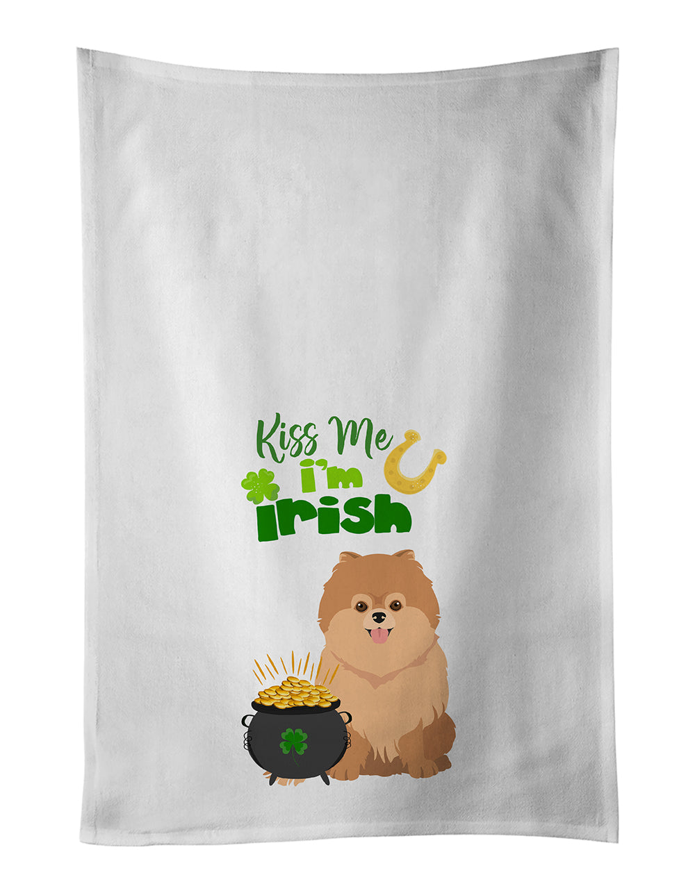 Buy this Orange Pomeranian St. Patrick's Day Kitchen Towel Set of 2