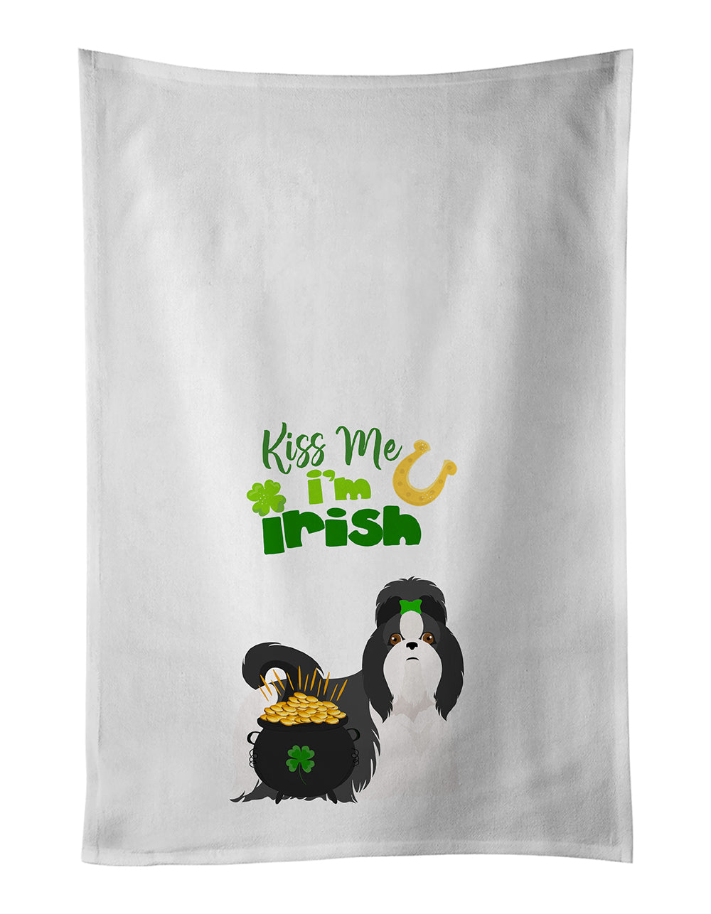 Buy this Black and White Shih Tzu St. Patrick's Day Kitchen Towel Set of 2
