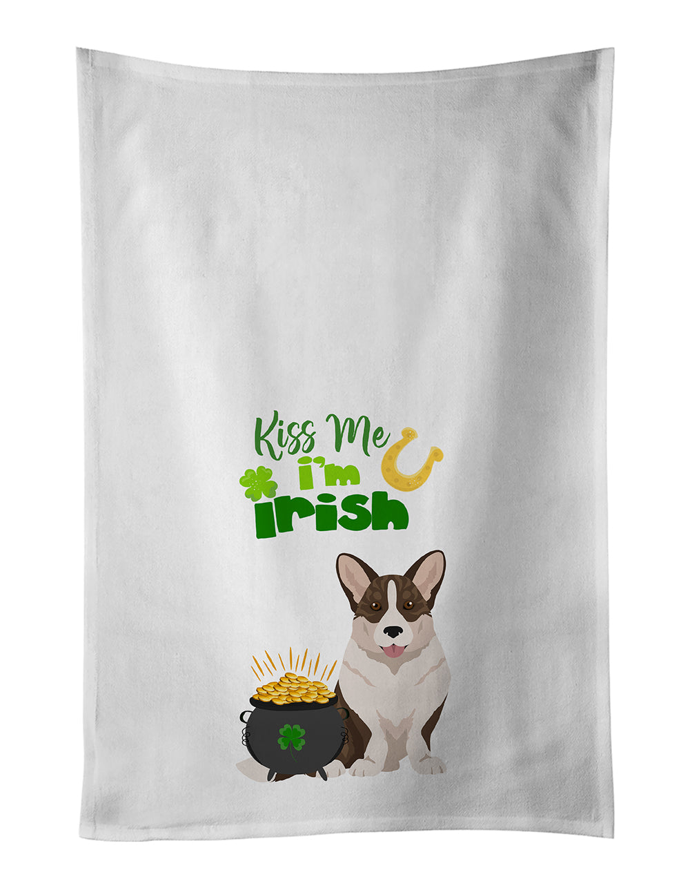 Buy this Brindle Cardigan Corgi St. Patrick's Day Kitchen Towel Set of 2