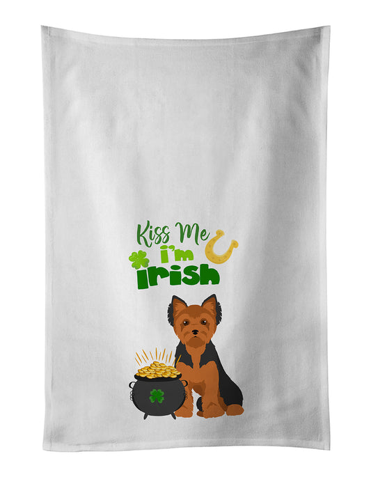 Buy this Black and Tan Puppy Cut Yorkshire Terrier St. Patrick's Day Kitchen Towel Set of 2