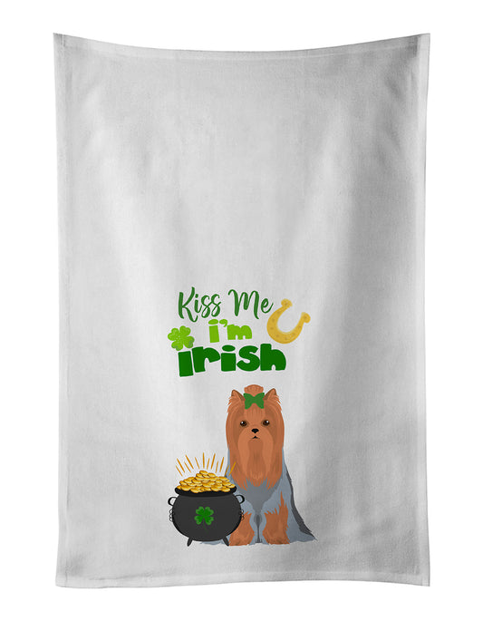 Buy this Blue and Tan Full Coat Yorkshire Terrier St. Patrick's Day Kitchen Towel Set of 2