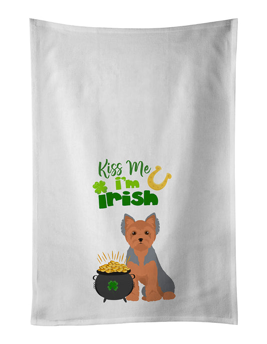 Buy this Blue and Tan Puppy Cut Yorkshire Terrier St. Patrick's Day Kitchen Towel Set of 2