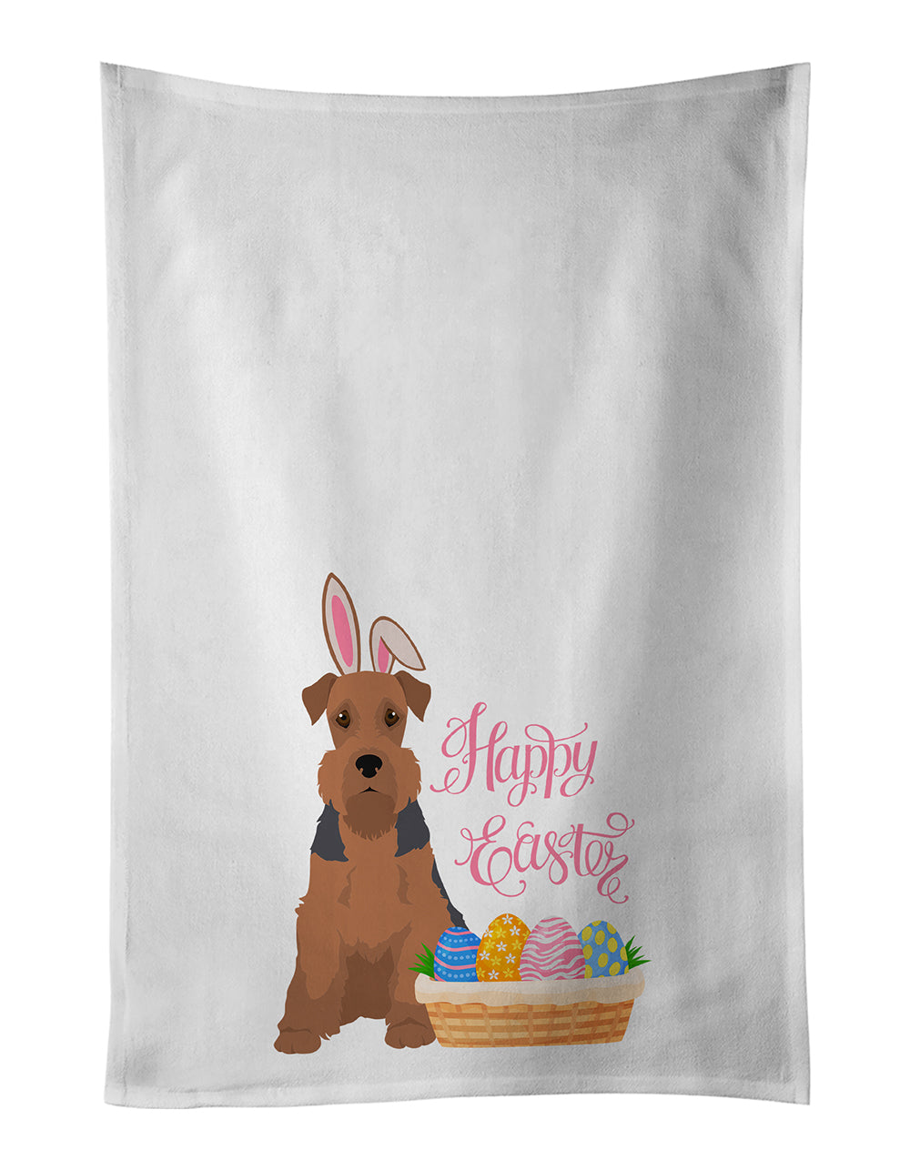 Buy this Grizzle and Tan Airedale Terrier Easter Kitchen Towel Set of 2