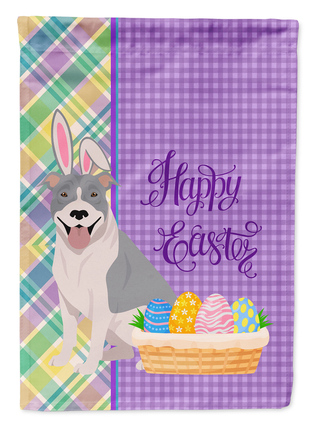 Buy this Blue and White Pit Bull Terrier Easter Garden Flag