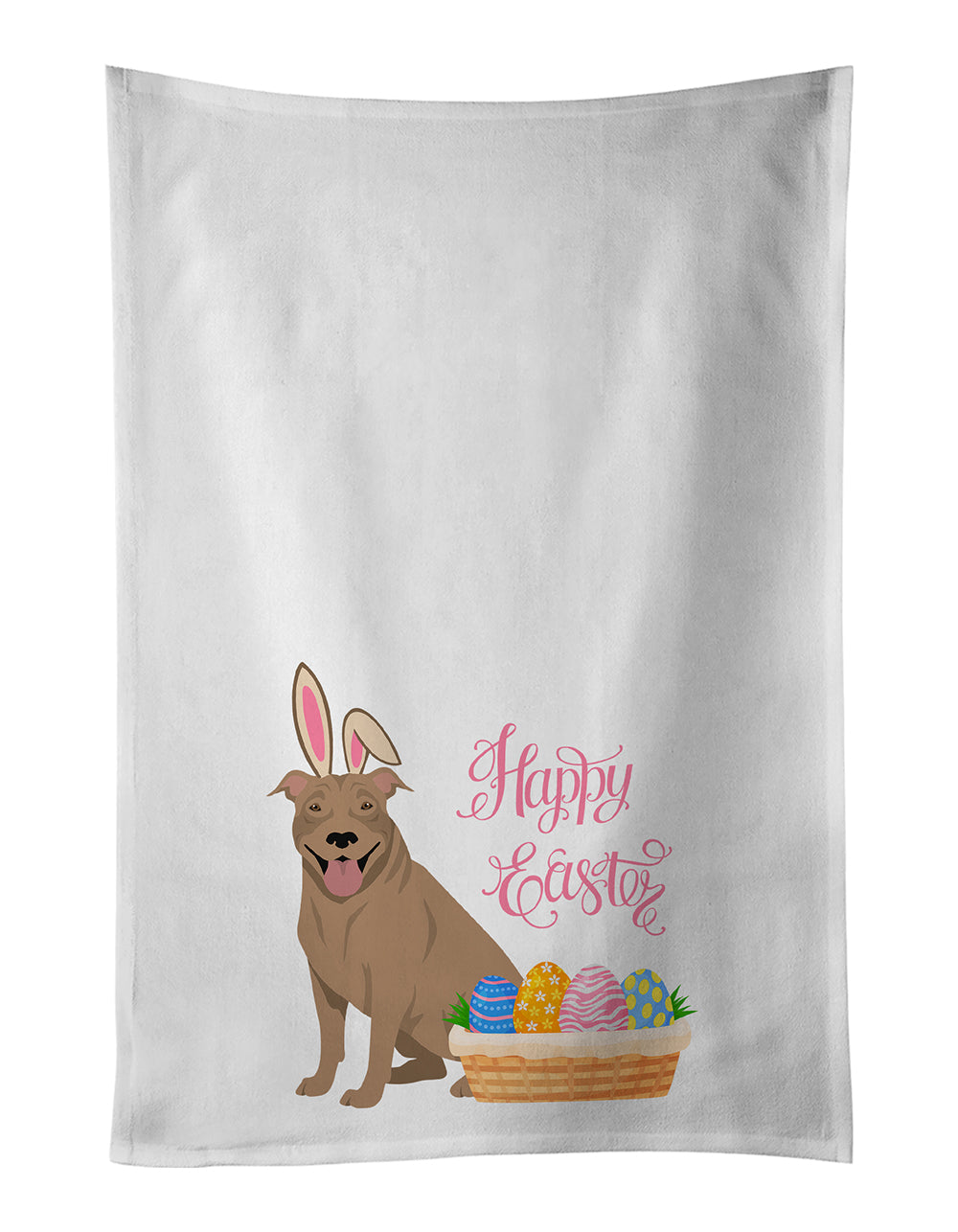 Buy this Fawn Pit Bull Terrier Easter Kitchen Towel Set of 2