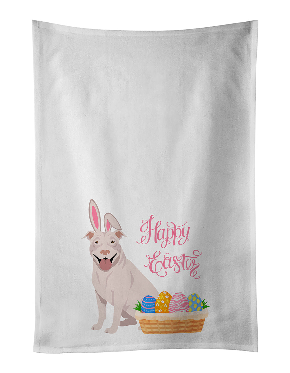 Buy this White Pit Bull Terrier Easter Kitchen Towel Set of 2