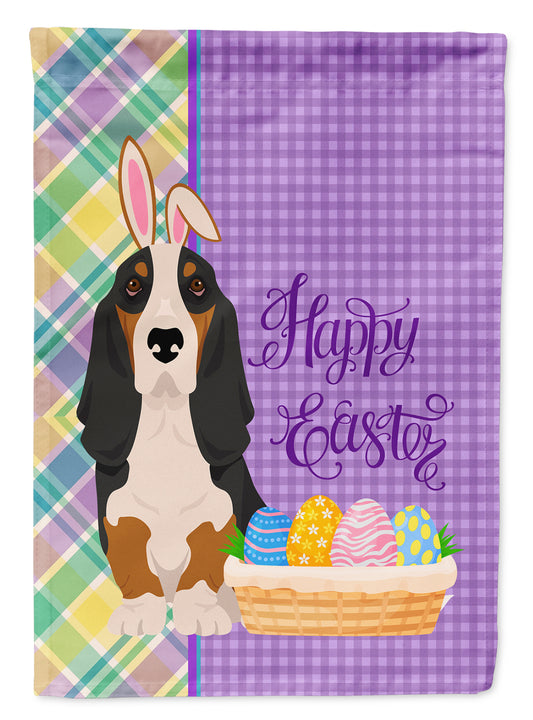 Buy this Black Tricolor Basset Hound Easter Garden Flag