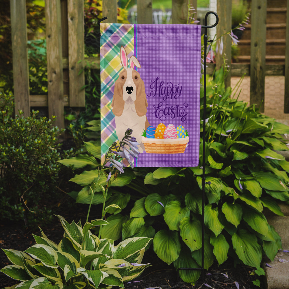 Lemon and White Tricolor Basset Hound Easter Garden Flag