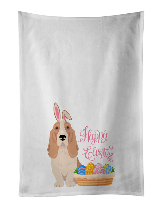 Buy this Lemon and White Tricolor Basset Hound Easter Kitchen Towel Set of 2