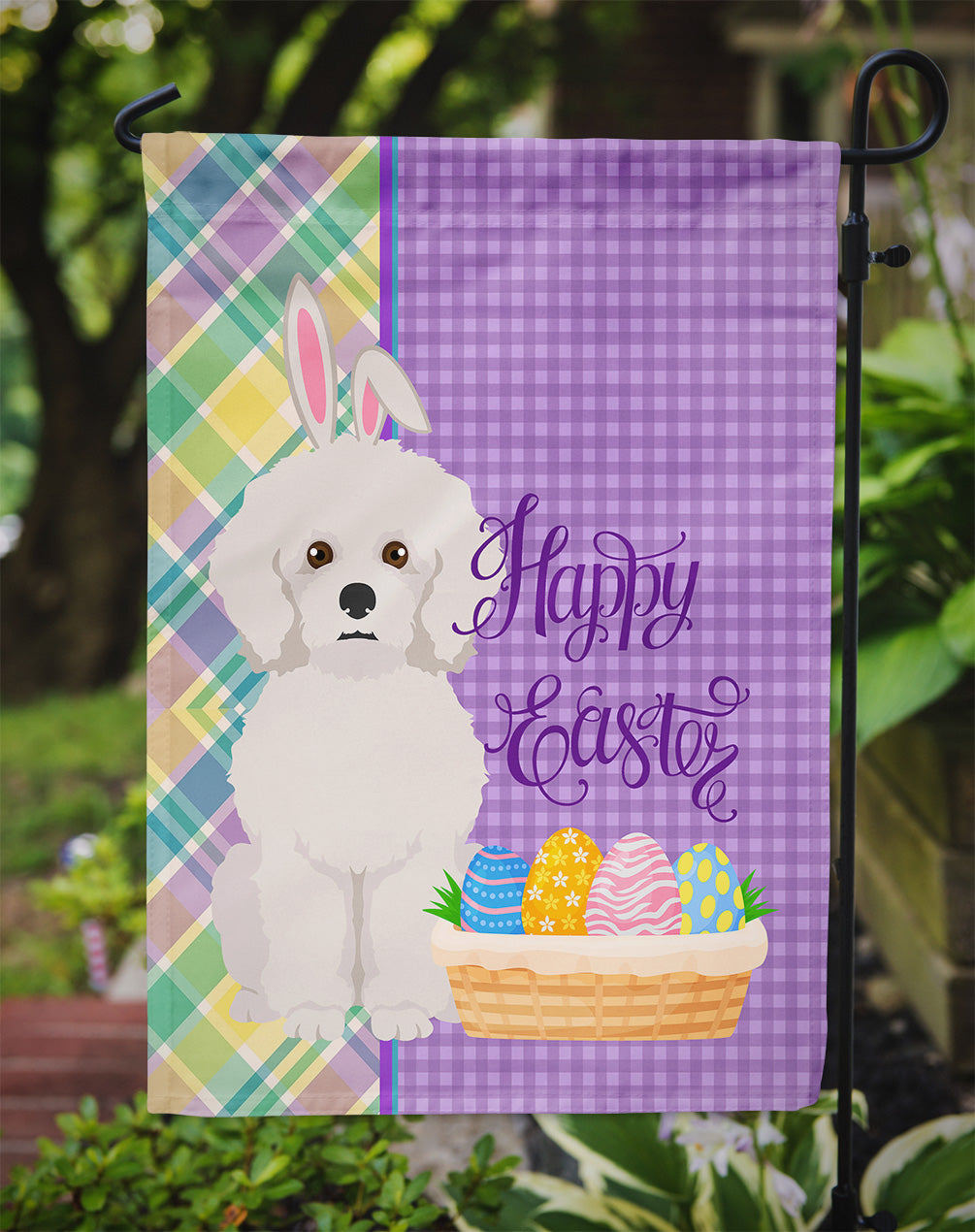 Bichon Frise Easter Garden Flag