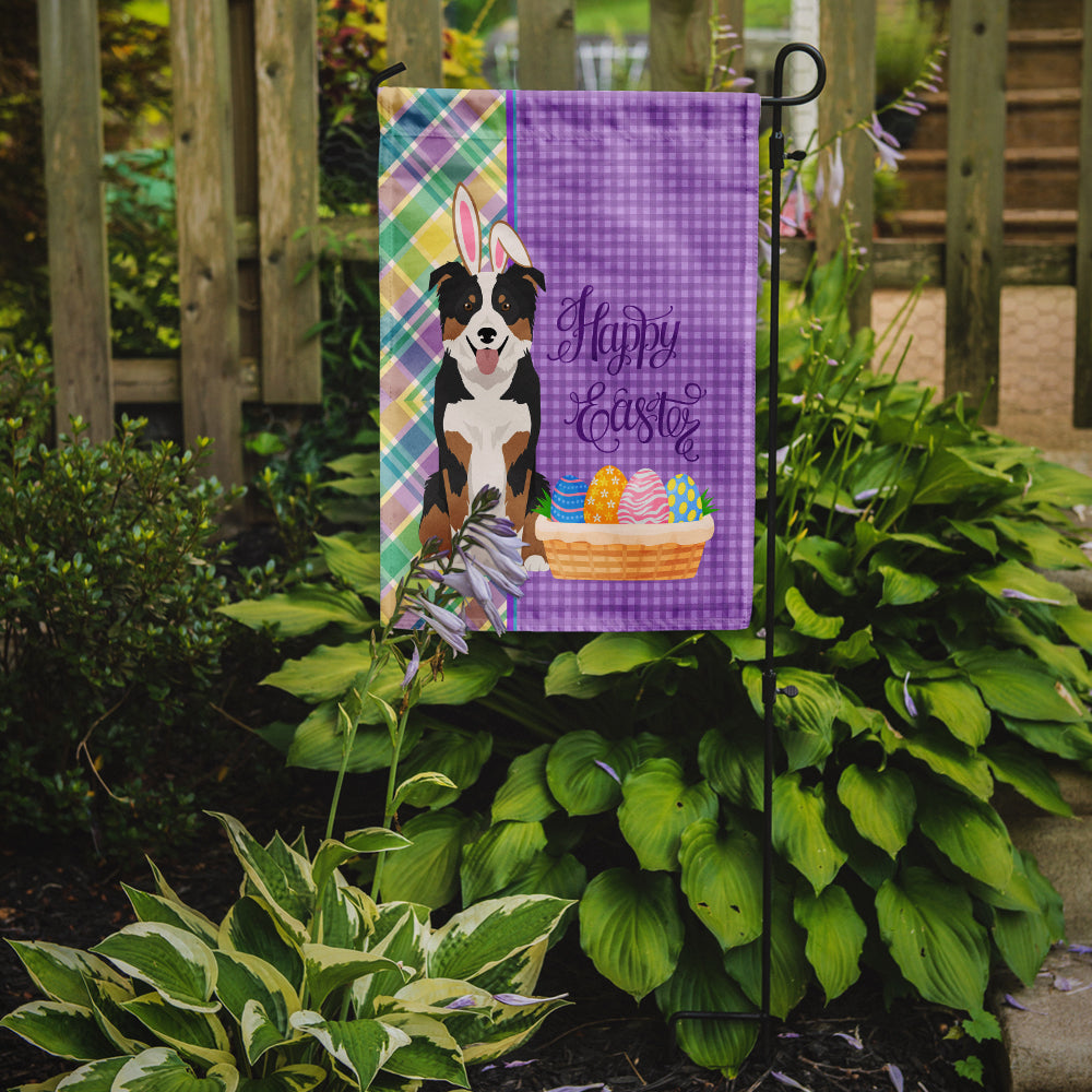 Tricolor Border Collie Easter Garden Flag