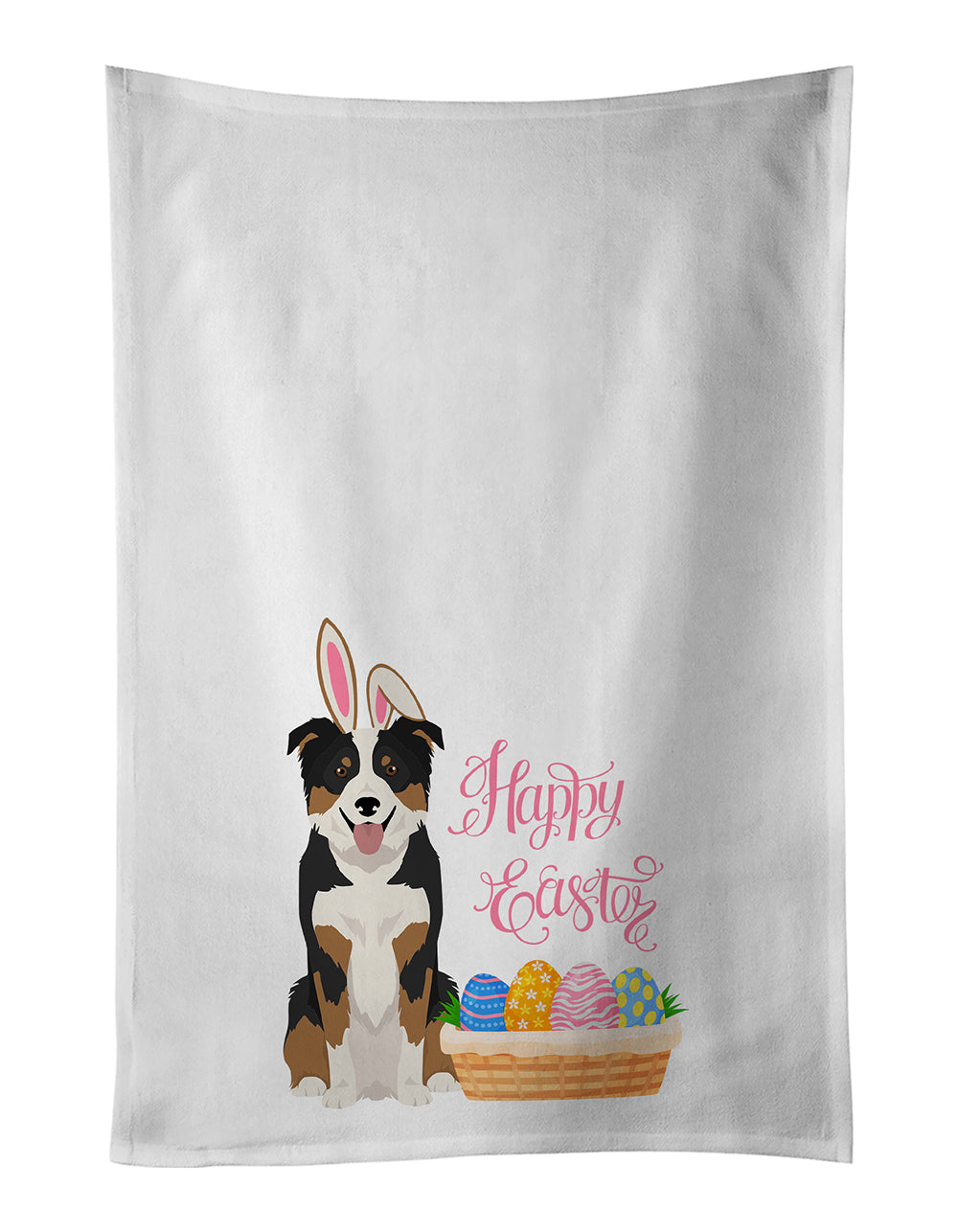 Buy this Tricolor Border Collie Easter Kitchen Towel Set of 2