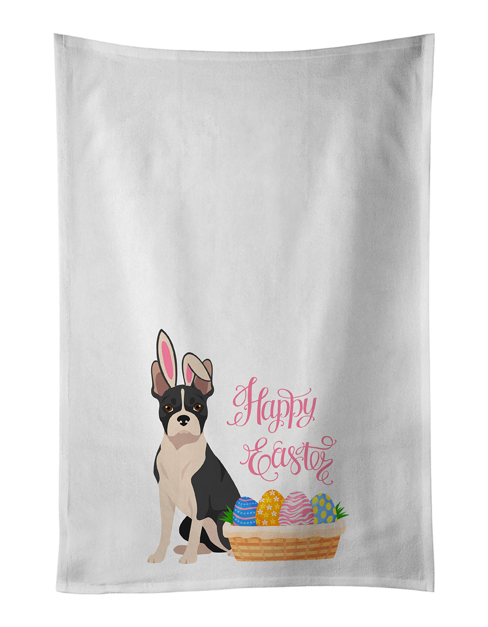 Buy this Black Boston Terrier Easter Kitchen Towel Set of 2