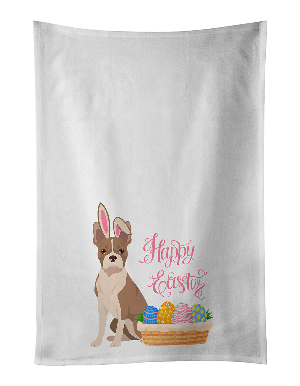 Buy this Fawn Boston Terrier Easter Kitchen Towel Set of 2