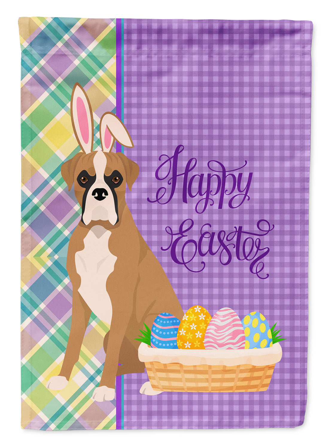 Buy this Natural Eared Fawn Boxer Easter Garden Flag