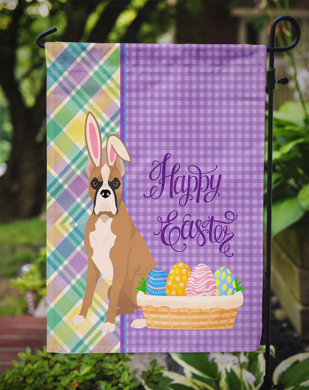 Fawn Boxer Easter Garden Flag