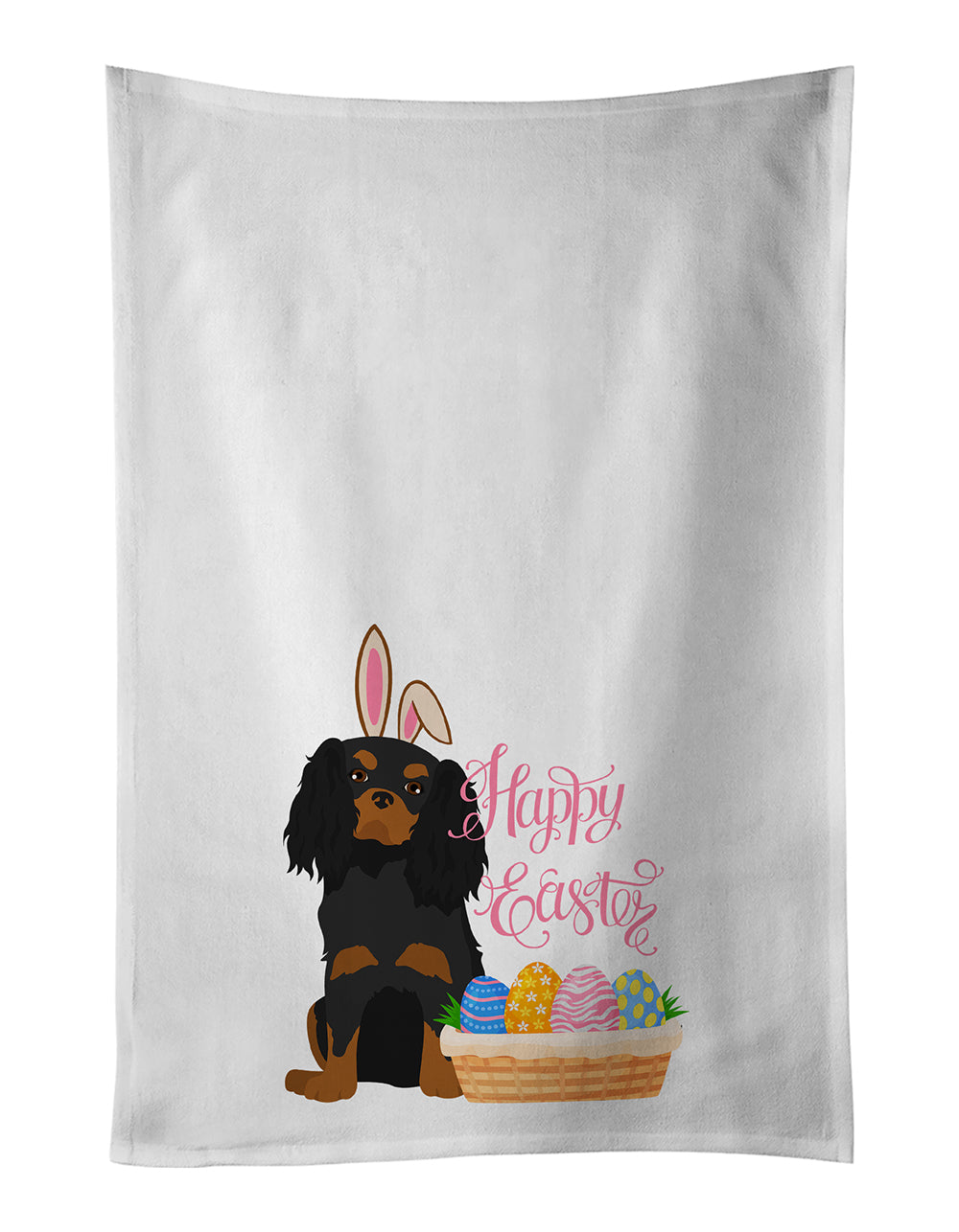 Buy this Black and Tan Cavalier Spaniel Easter Kitchen Towel Set of 2