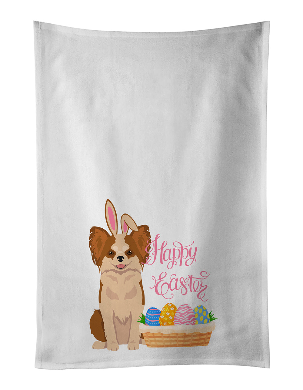 Buy this Longhaired Red and White Chihuahua Easter Kitchen Towel Set of 2