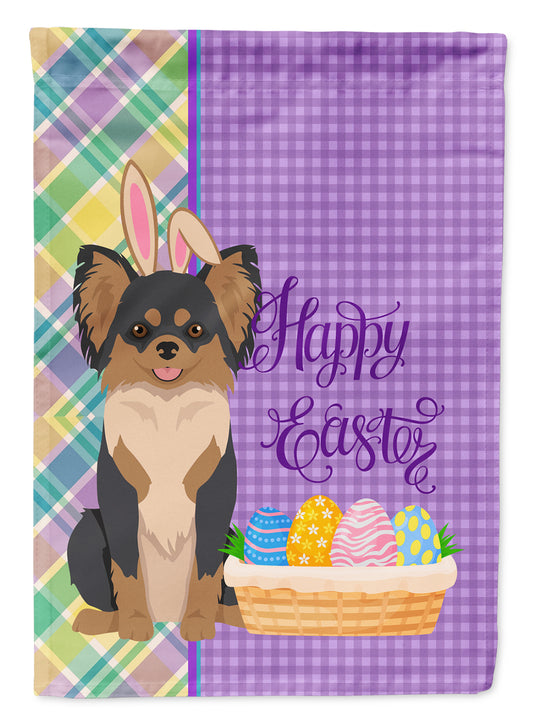 Buy this Longhaired Black and Tan Chihuahua Easter Garden Flag