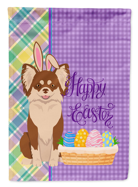 Buy this Longhaired Chocolate and White Chihuahua Easter Garden Flag