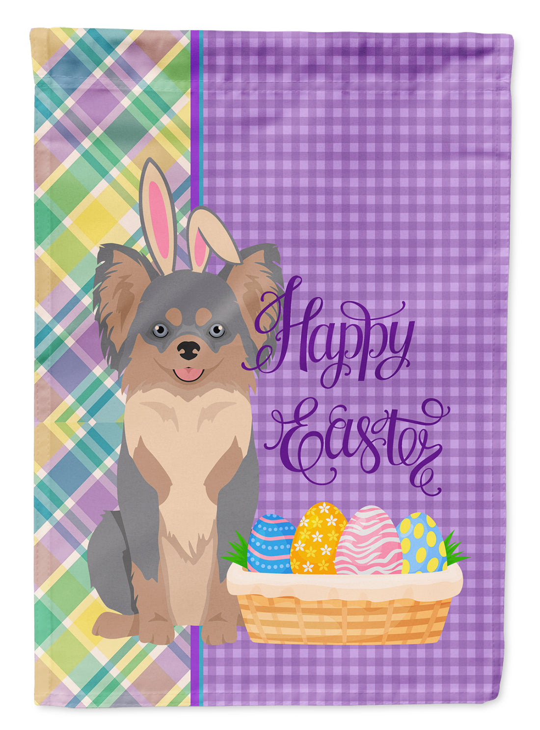 Buy this Longhaired Blue and Tan Chihuahua Easter Garden Flag