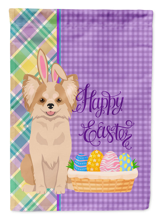 Buy this Longhaired Gold and White Chihuahua Easter Garden Flag