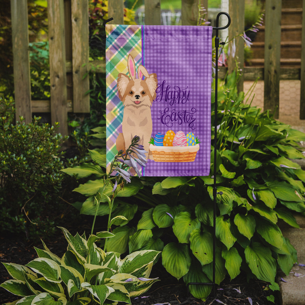 Longhaired Gold and White Chihuahua Easter Garden Flag