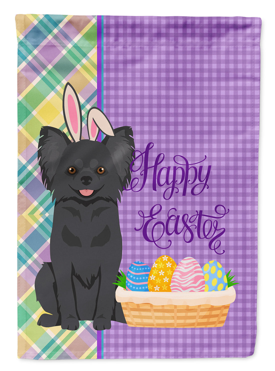 Buy this Longhaired Black Chihuahua Easter Garden Flag