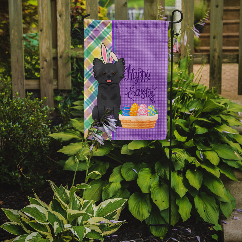 Longhaired Black Chihuahua Easter Garden Flag